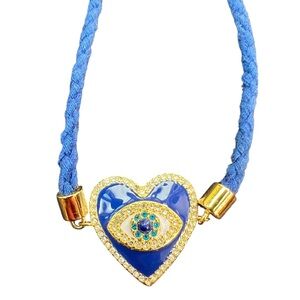 Kurt Geiger Blue and Gold Heart Eye Bracelet